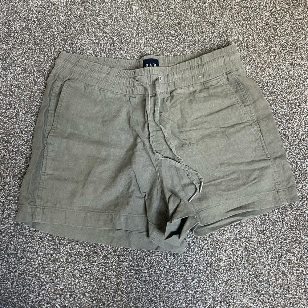 GAP Olive Green Drawstring Linen-Blend Women’s Shorts